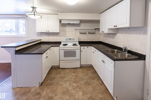 8335 76 Avenue, Edmonton, AB - Indoor Photo Showing Kitchen With Double Sink