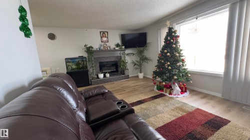 15024 55 Street, Edmonton, AB - Indoor Photo Showing Living Room With Fireplace