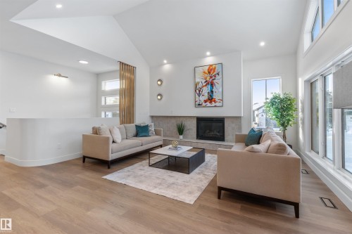 96 Edgefield Way, St. Albert, AB - Indoor Photo Showing Living Room With Fireplace