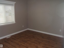 Spare room featuring baseboards and dark wood finished floors - 