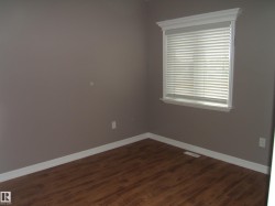Spare room with baseboards and dark wood-type flooring - 