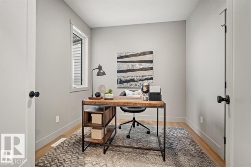 Home office featuring light wood-style floors and baseboards - 24 Grayson Green, Stony Plain, AB - Indoor Photo Showing Office