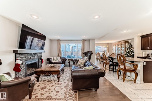 1704 158 Street, Edmonton, AB - Indoor Photo Showing Living Room With Fireplace