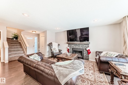 1704 158 Street, Edmonton, AB - Indoor Photo Showing Living Room With Fireplace