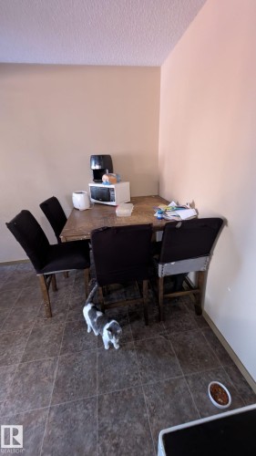 Dining area featuring a textured ceiling - 4 Amberly Crest, Edmonton, AB - Indoor