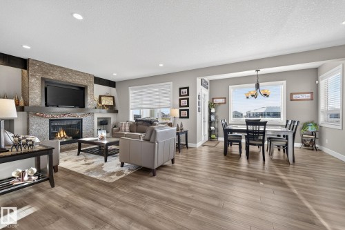 53 Dragonfly Point, Fort Saskatchewan, AB - Indoor Photo Showing Living Room With Fireplace
