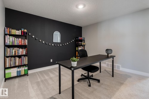 Office with light carpet and a textured ceiling - 1440 Darby Green, Edmonton, AB - Indoor Photo Showing Office