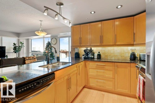 1104 10046 117 Street, Edmonton, AB - Indoor Photo Showing Kitchen With Double Sink