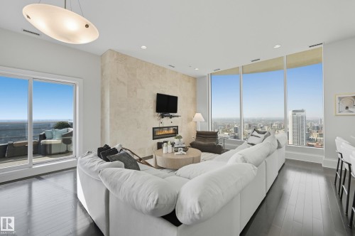 3502 10152 104 Street, Edmonton, AB - Indoor Photo Showing Living Room With Fireplace