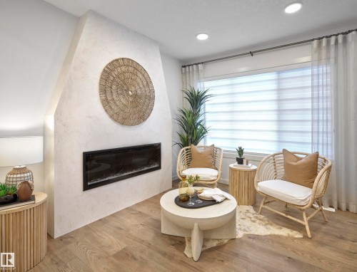 216 Marquis Boulevard, Edmonton, AB - Indoor Photo Showing Living Room With Fireplace