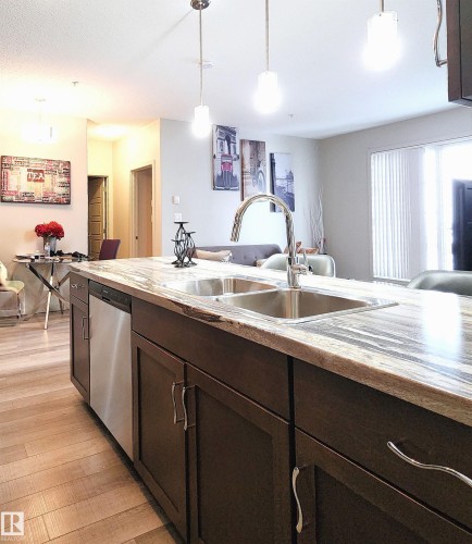 403 1004 Rosenthal Boulevard, Edmonton, AB - Indoor Photo Showing Kitchen With Double Sink