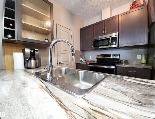 403 1004 Rosenthal Boulevard, Edmonton, AB - Indoor Photo Showing Kitchen With Double Sink