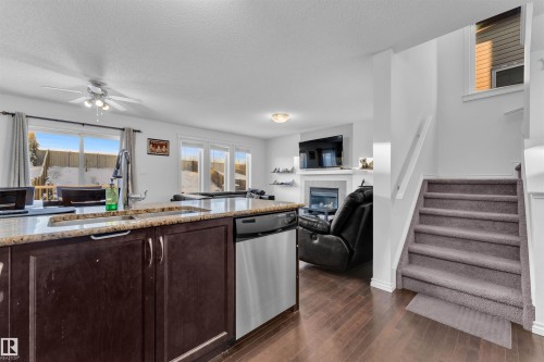 3722 9 Street, Edmonton, AB - Indoor Photo Showing Kitchen With Fireplace With Double Sink