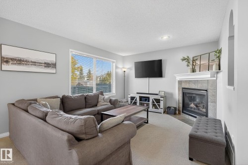 1147 Rutherford Close, Edmonton, AB - Indoor Photo Showing Living Room With Fireplace