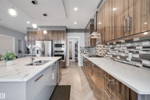 3901 44 Avenue, Beaumont, AB - Indoor Photo Showing Kitchen With Double Sink With Upgraded Kitchen