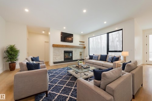 6 54514 Rge Road 12, Rural Lac Ste. Anne County, AB - Indoor Photo Showing Living Room With Fireplace