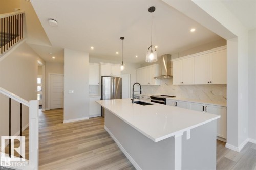 134 Sunland Way, Sherwood Park, AB - Indoor Photo Showing Kitchen With Stainless Steel Kitchen With Upgraded Kitchen