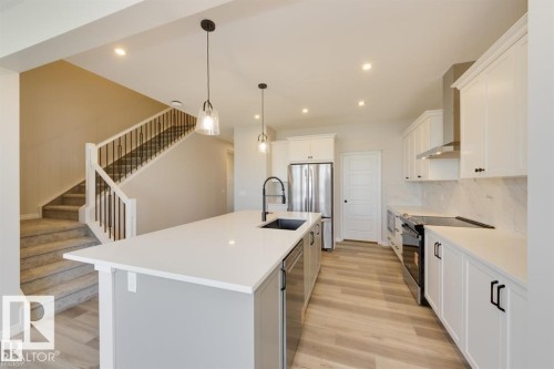 134 Sunland Way, Sherwood Park, AB - Indoor Photo Showing Kitchen With Stainless Steel Kitchen With Upgraded Kitchen