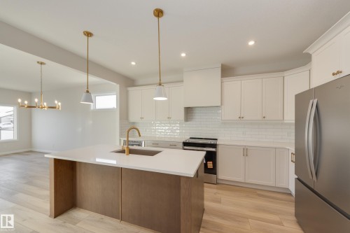 196 Stonehouse Way, Leduc, AB - Indoor Photo Showing Kitchen With Stainless Steel Kitchen With Upgraded Kitchen