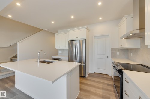 19322 22A Avenue, Edmonton, AB - Indoor Photo Showing Kitchen With Stainless Steel Kitchen With Double Sink With Upgraded Kitchen