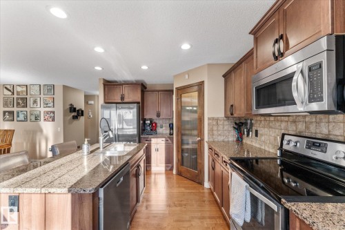 51 Silverstone Drive, Stony Plain, AB - Indoor Photo Showing Kitchen With Upgraded Kitchen