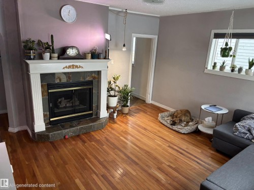 11223 70 Street Nw, Edmonton, AB - Indoor Photo Showing Living Room With Fireplace