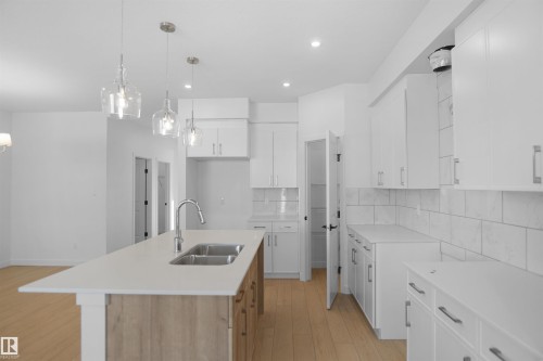 17506 5A Street, Edmonton, AB - Indoor Photo Showing Kitchen With Double Sink With Upgraded Kitchen