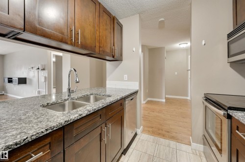 302 9620 174 Street, Edmonton, AB - Indoor Photo Showing Kitchen With Double Sink With Upgraded Kitchen