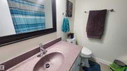 Full bath with curtained shower and vanity - 