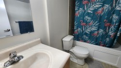 Bathroom with shower / bath combo and vanity - 