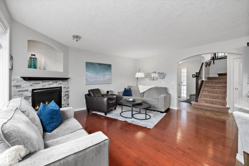 205 Macewan Road, Edmonton, AB - Indoor Photo Showing Living Room With Fireplace