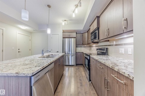 121 10523 123 Street, Edmonton, AB - Indoor Photo Showing Kitchen With Double Sink With Upgraded Kitchen