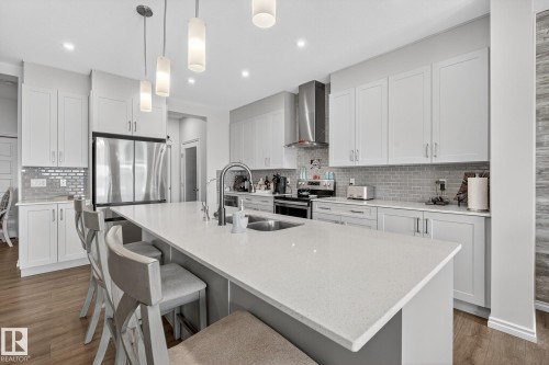 20023 26 Avenue, Edmonton, AB - Indoor Photo Showing Kitchen With Stainless Steel Kitchen With Double Sink With Upgraded Kitchen