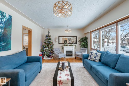 10332 78 Street, Edmonton, AB - Indoor Photo Showing Living Room With Fireplace