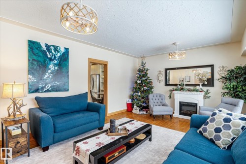 10332 78 Street, Edmonton, AB - Indoor Photo Showing Living Room With Fireplace