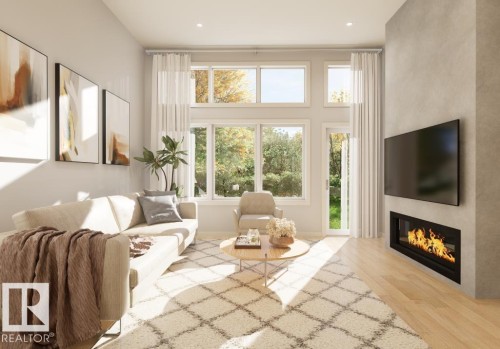 159 Royal Street, St. Albert, AB - Indoor Photo Showing Living Room With Fireplace