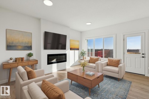 19043 20 Avenue, Edmonton, AB - Indoor Photo Showing Living Room With Fireplace