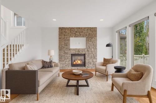 1422 Chahley Place, Edmonton, AB - Indoor Photo Showing Living Room With Fireplace