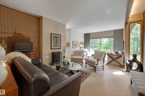 14232 Ravine Drive, Edmonton, AB - Indoor Photo Showing Living Room With Fireplace