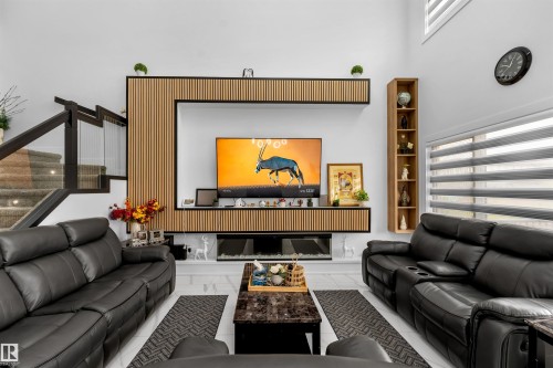 View of home theater room - 15518 13A Avenue, Edmonton, AB - Indoor Photo Showing Living Room