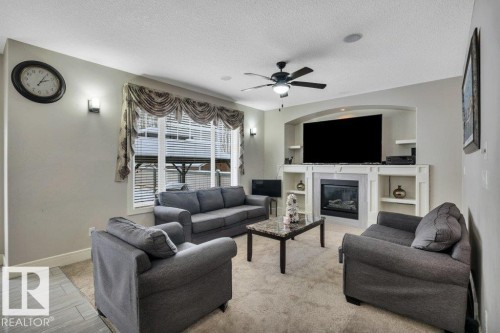 1908 86 Street, Edmonton, AB - Indoor Photo Showing Living Room With Fireplace