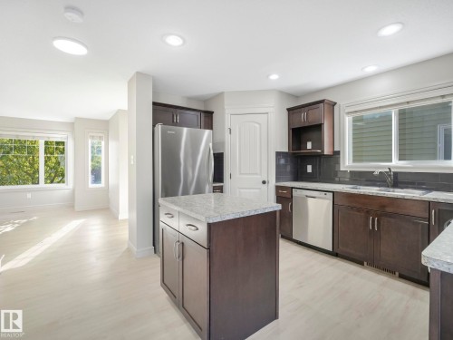 17724 6 Avenue, Edmonton, AB - Indoor Photo Showing Kitchen With Double Sink