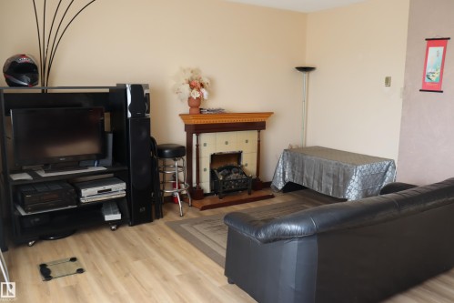 #206 9028 Jasper Ave Nw, Edmonton, AB - Indoor Photo Showing Living Room With Fireplace