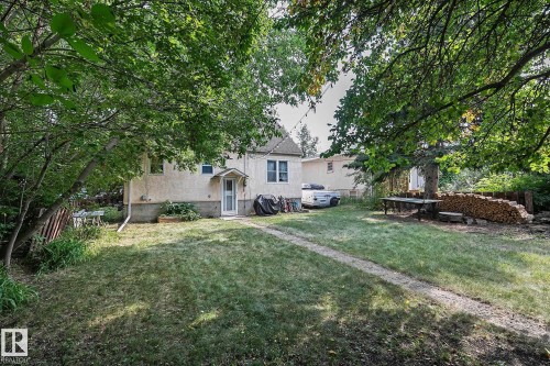 Back of property with a lawn and stucco siding - 11559 80 Avenue, Edmonton, AB - Outdoor