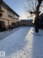 View of yard covered in snow - 