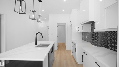 711 31 Avenue, Edmonton, AB - Indoor Photo Showing Kitchen With Double Sink With Upgraded Kitchen