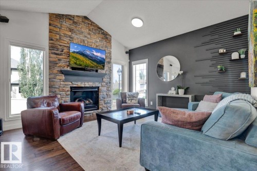 1404 Latta Court, Edmonton, AB - Indoor Photo Showing Living Room With Fireplace
