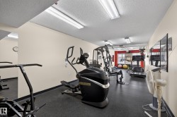 Workout area with a textured ceiling - 
