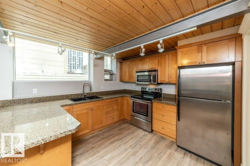 208 10009 102 Avenue, Edmonton, AB - Indoor Photo Showing Kitchen With Stainless Steel Kitchen With Double Sink