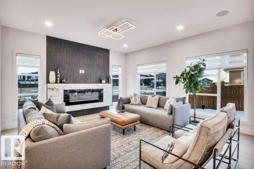 5204 Kimball Crescent, Edmonton, AB - Indoor Photo Showing Living Room With Fireplace